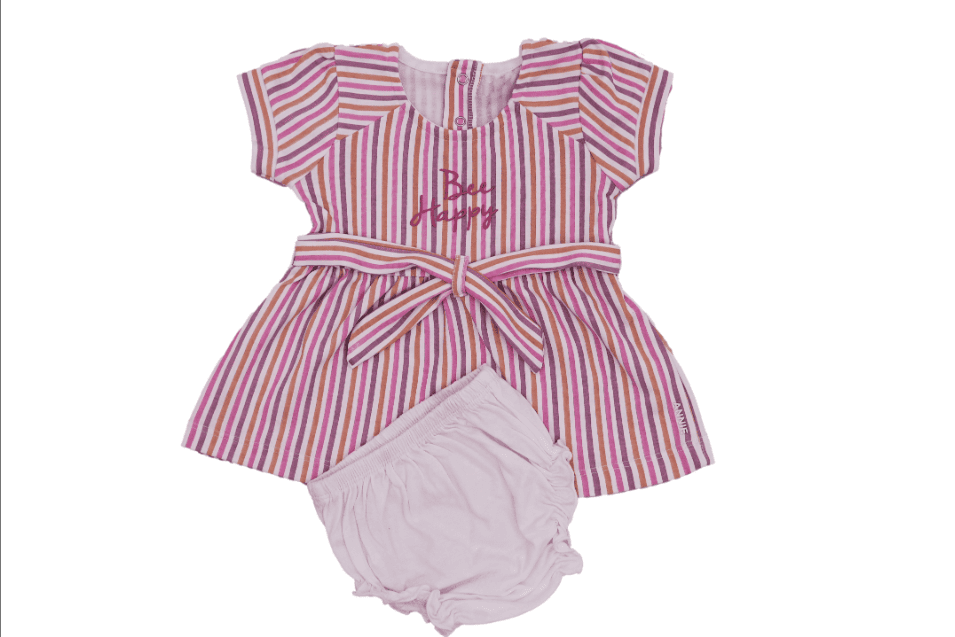 Lines Cotton Frock with Matching Undie