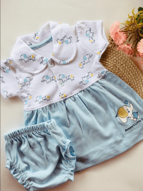 Collared Cotton Frock with Matching Undie