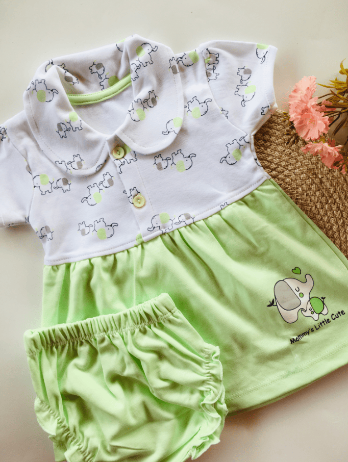 Collared Cotton Frock with Matching Undie