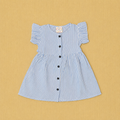 Muslin Frill Sleeve Baby Frock - Blue Stripped