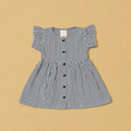 Muslin Frill Sleeve Baby Frock - Black Stripped
