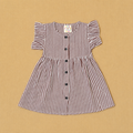 Muslin Frill Sleeve Baby Frock - Brown Stripped