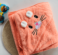 Animal Head Fleece Terry Hood Towel-cat