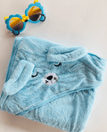 Animal Head Fleece Terry Hood Towel-sleeping cat