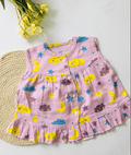 Baby Pink-Sky Theme Muslin Frock