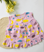 Baby Pink-Sky Theme Muslin Frock