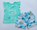 Blue -Frill Girls Top and bottom set