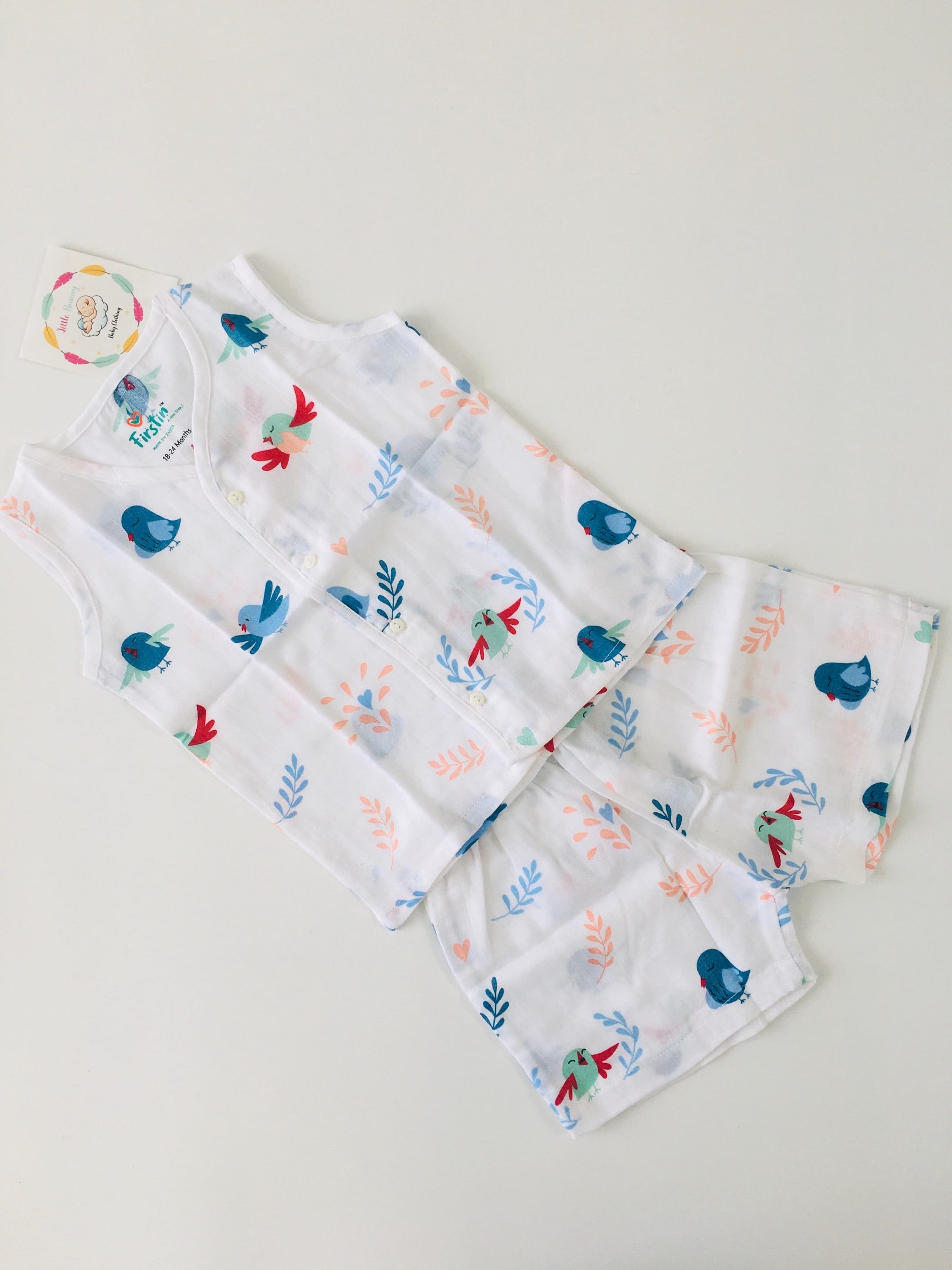 Blue Bird- Muslin Jabla (Sleeveless ) with Shorts