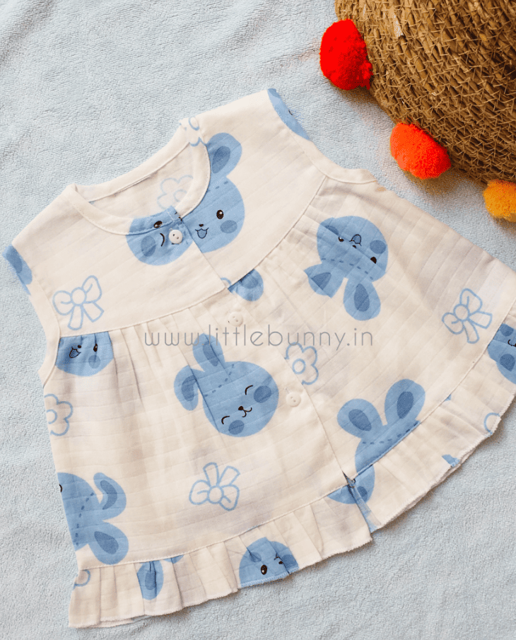 Blue Bunny Muslin Frock