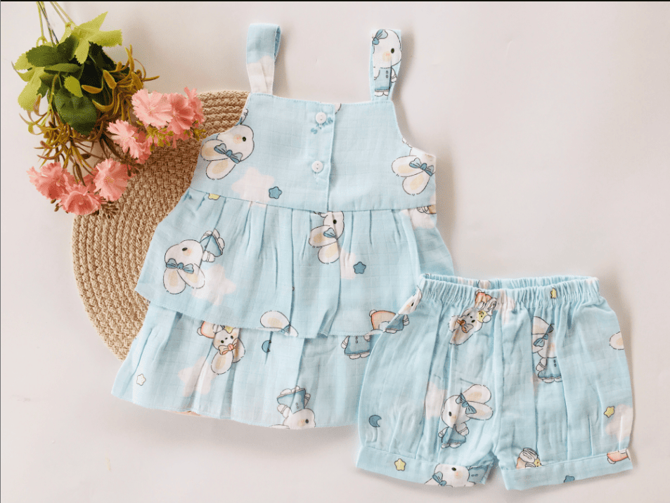 Blue Bunny Top & Bottom Set