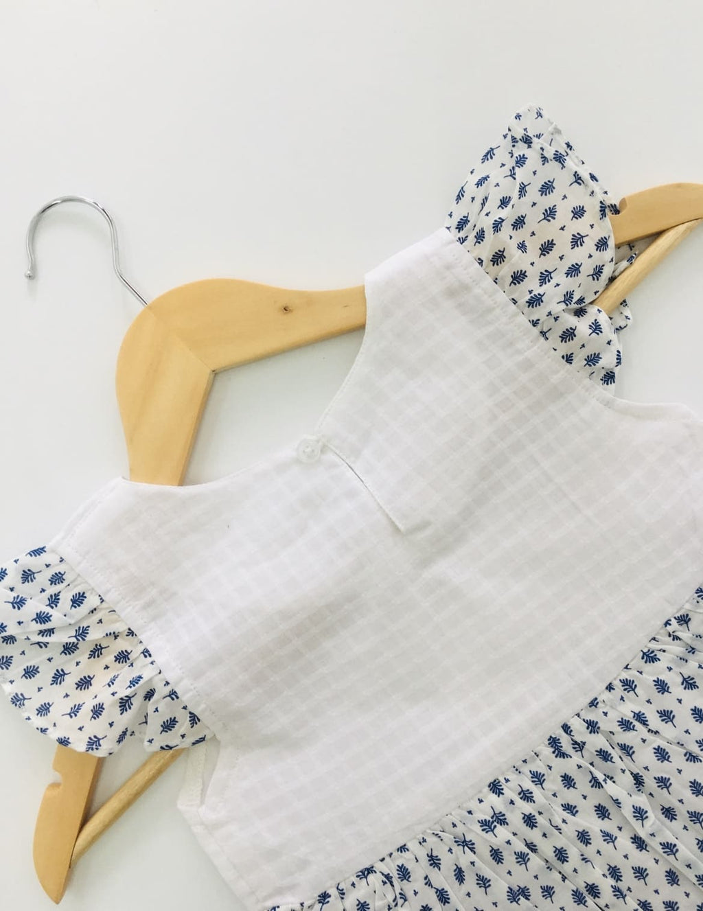Blue Hand Frill Cotton Frock
