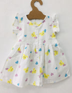 Bunny Muslin Button Frill Frock