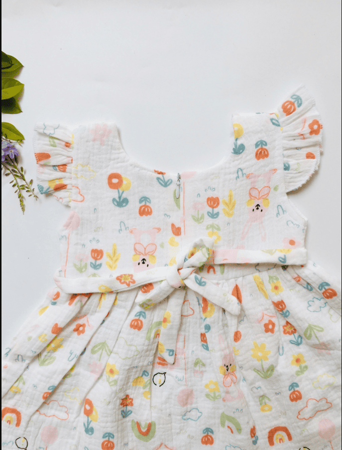 Bunny Theme Muslin Frock
