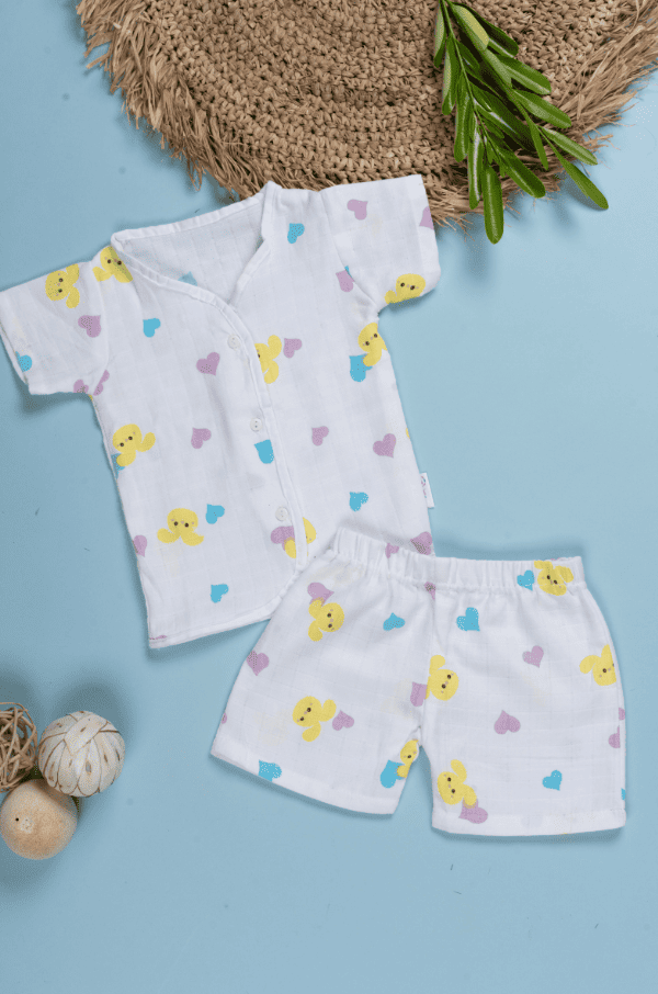 Bunny Muslin Half Sleeve Jabla with shorts