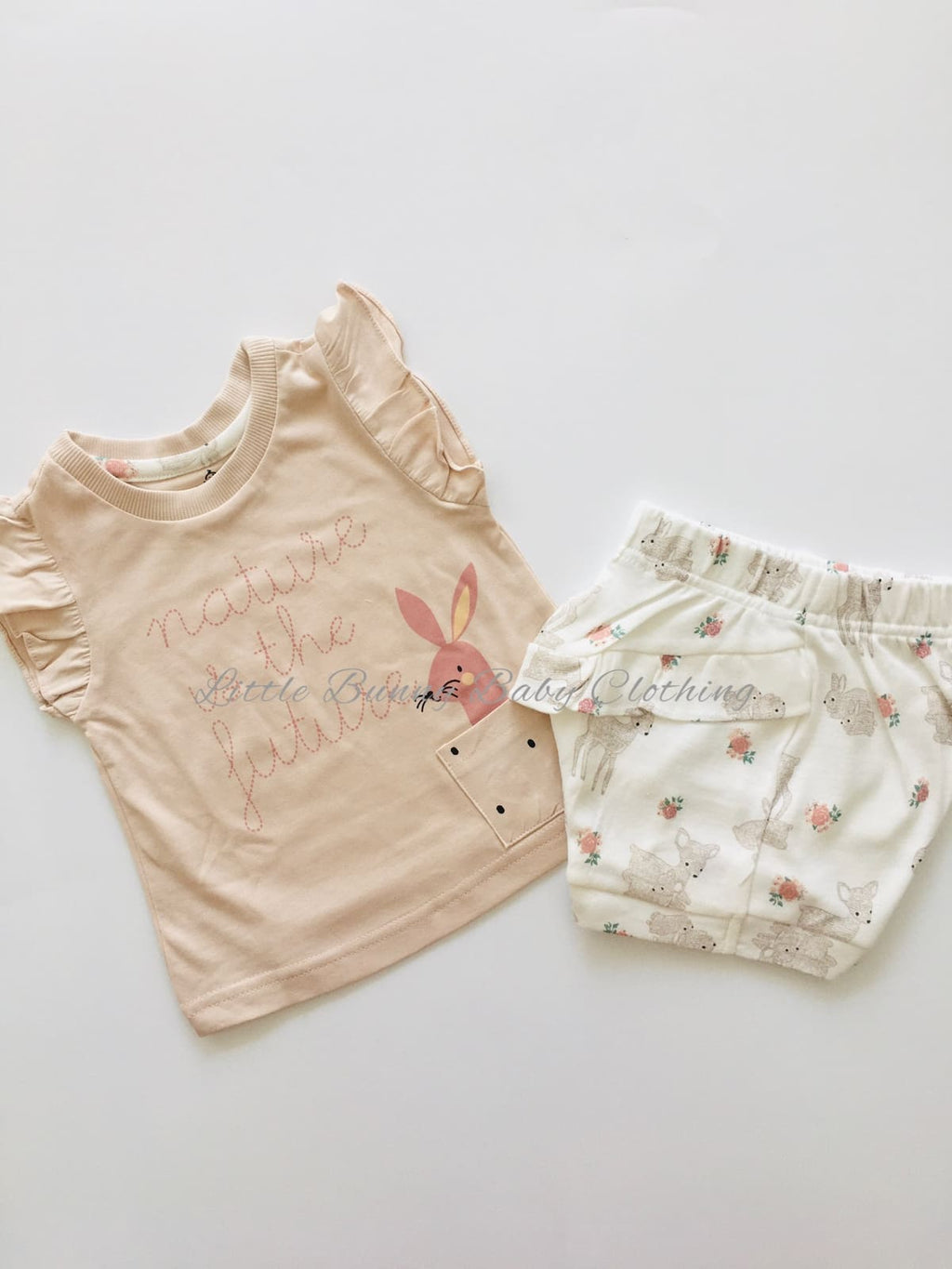 Cream -Frill Girls Top and bottom set