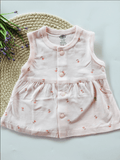Cream Sleevless Cotton Frock