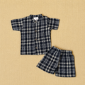 Muslin Mandarin Collar Set - Checked