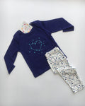Dark Blue Heart Cotton pyjama set