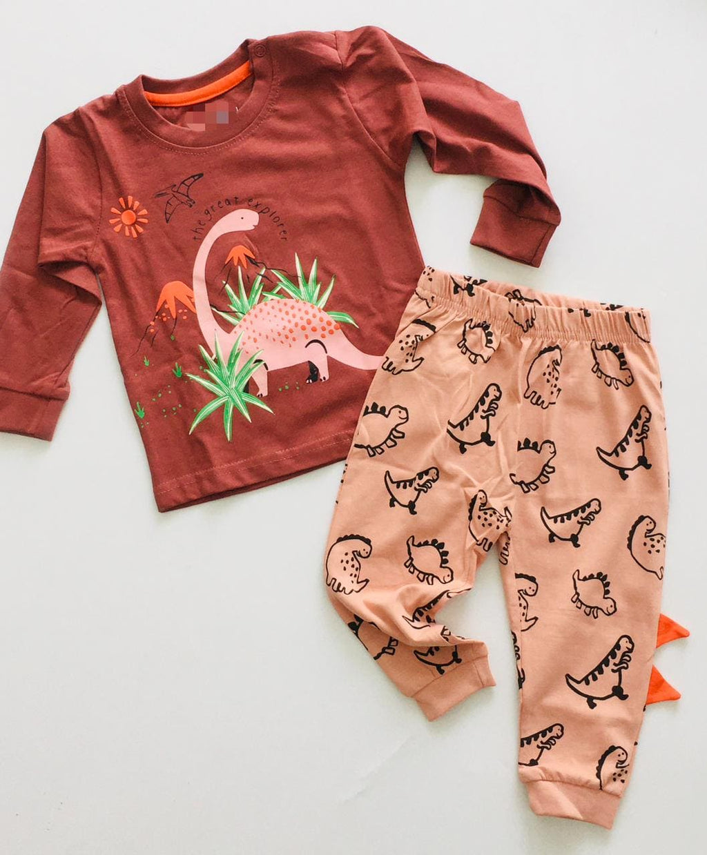 Dino(Blue & Brown)Cotton Pyjama Set