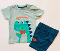 Dino print Top with Blue shorts