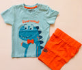 Dino print Top with Orange shorts