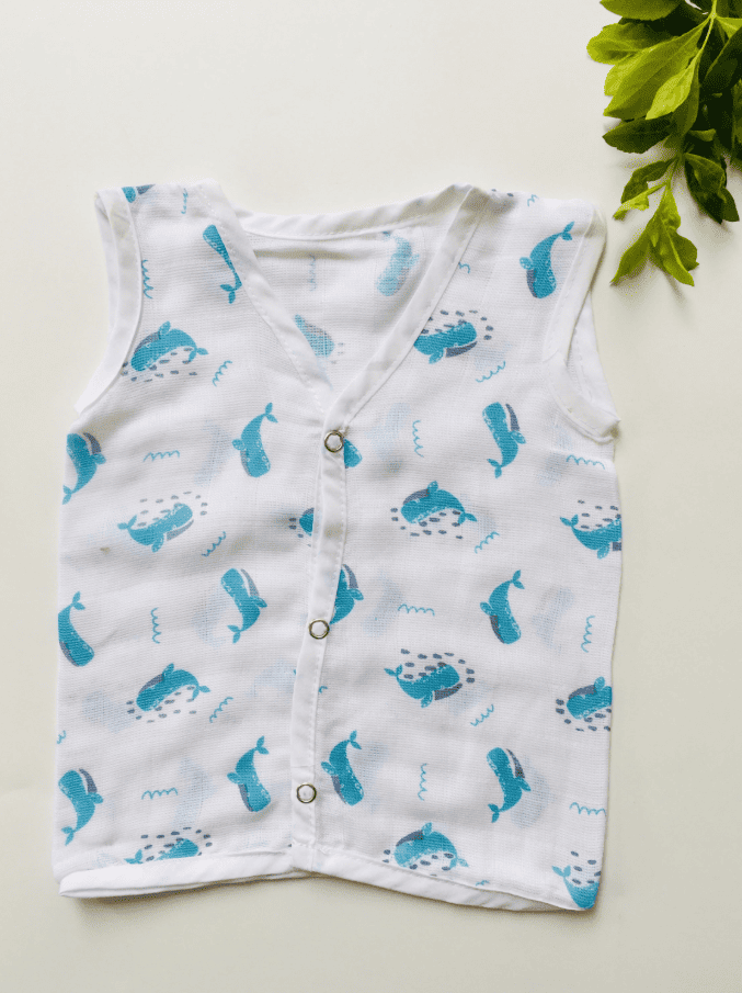 Dolphin Printed Muslin Sleeveless Jabla