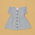 Muslin Frill Sleeve Baby Frock - Grey Stripped