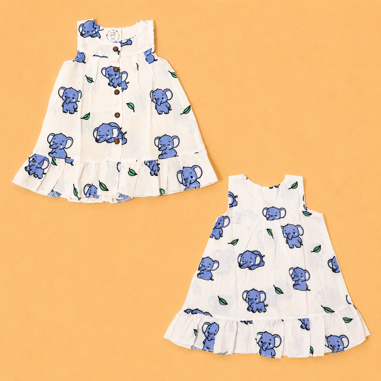 Elephants - Muslin Sleeveless Frockv