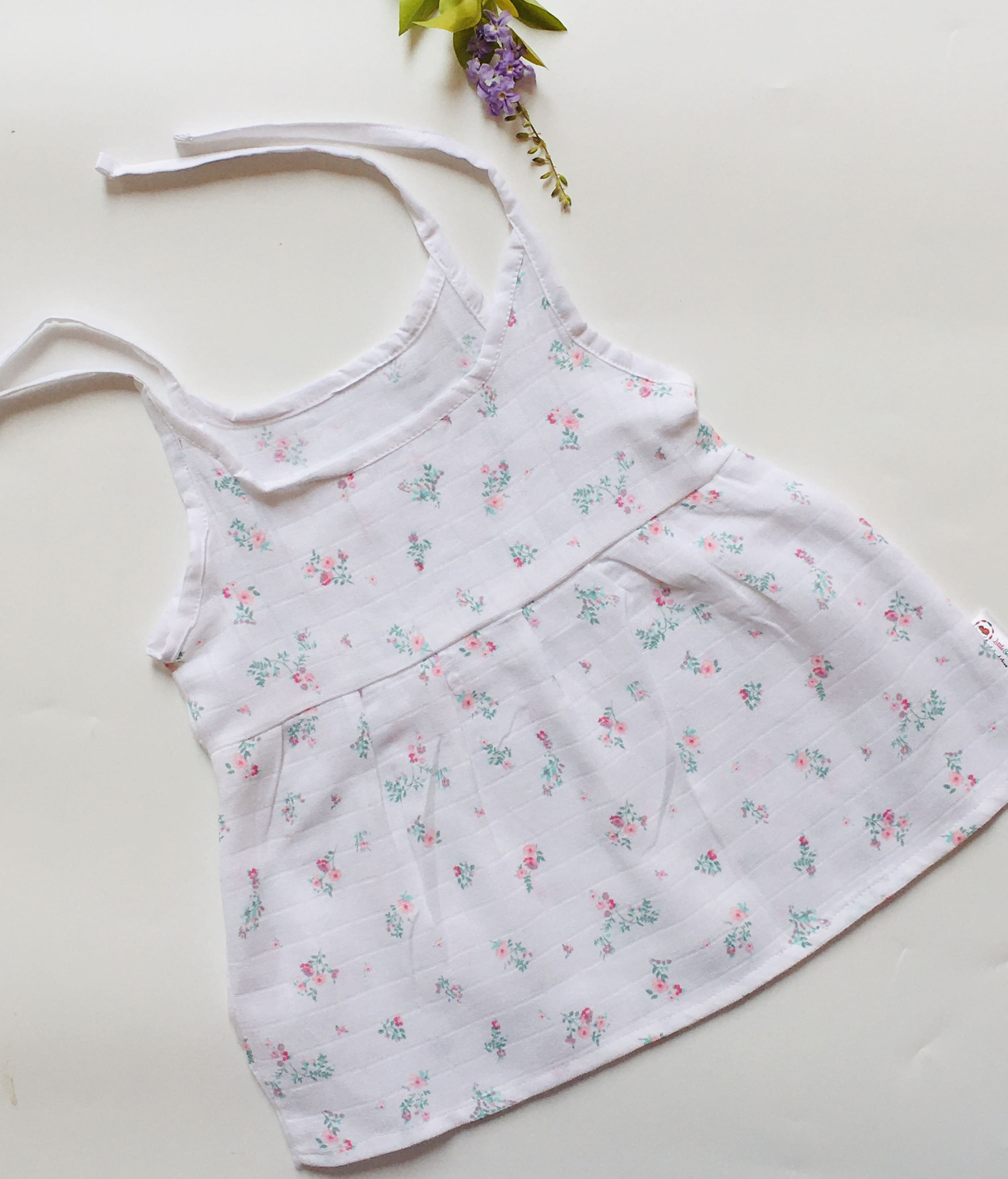 Floral -Muslin frock (Knot type)