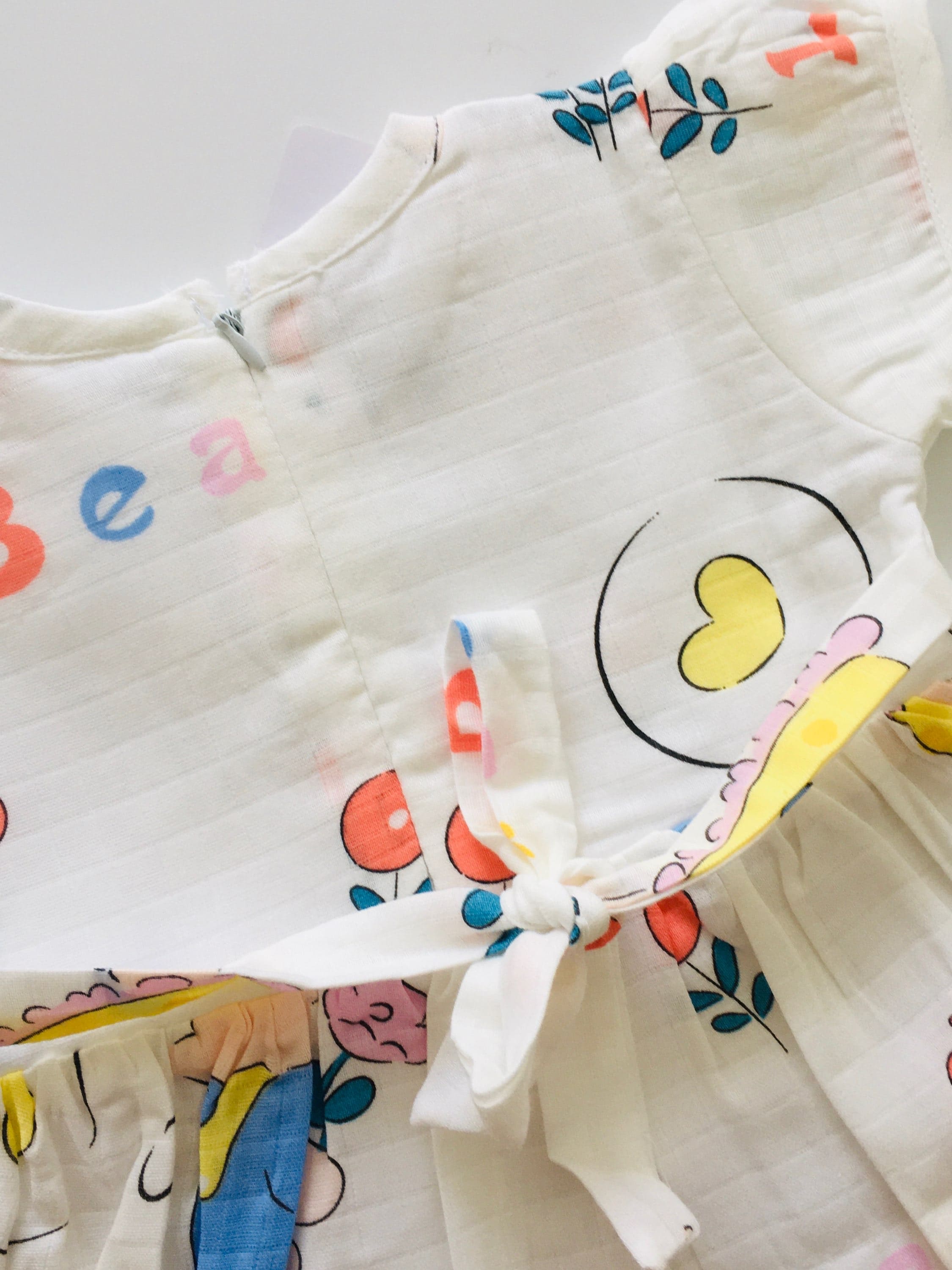 Flower & Bear Printed Muslin frock
