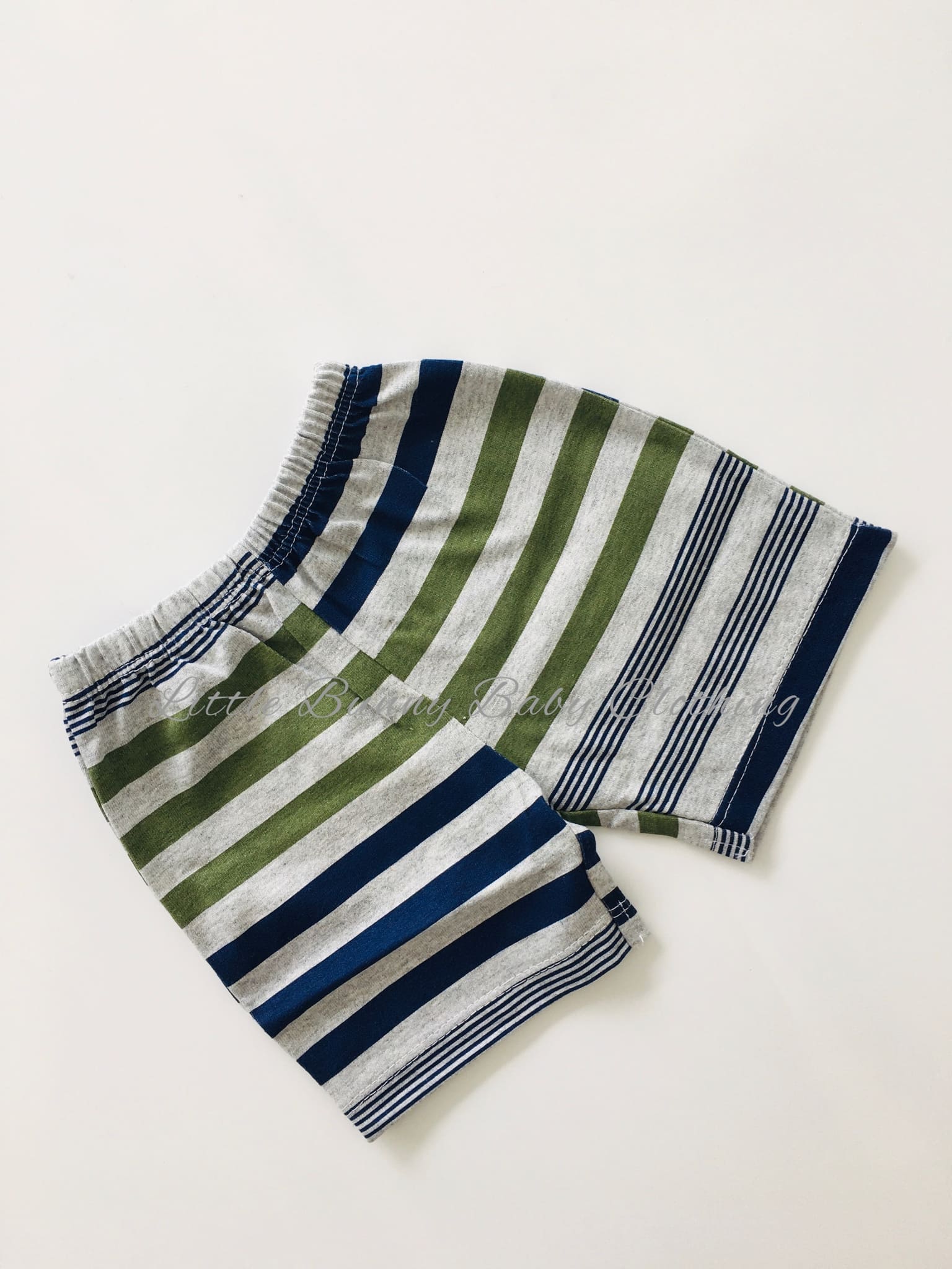 Green Stripe Cotton Shorts