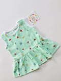 Green Striped - Muslin Frock (Sleeveless)