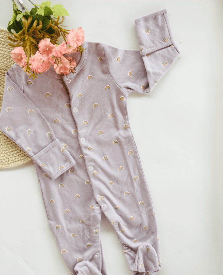 Grey Striped Cotton Bodysuit