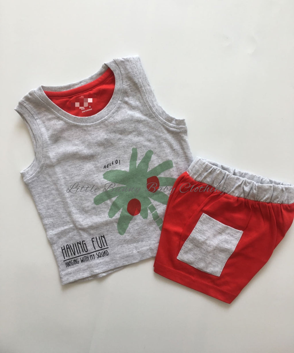 Having Fun-Sleeveless Cotton Set