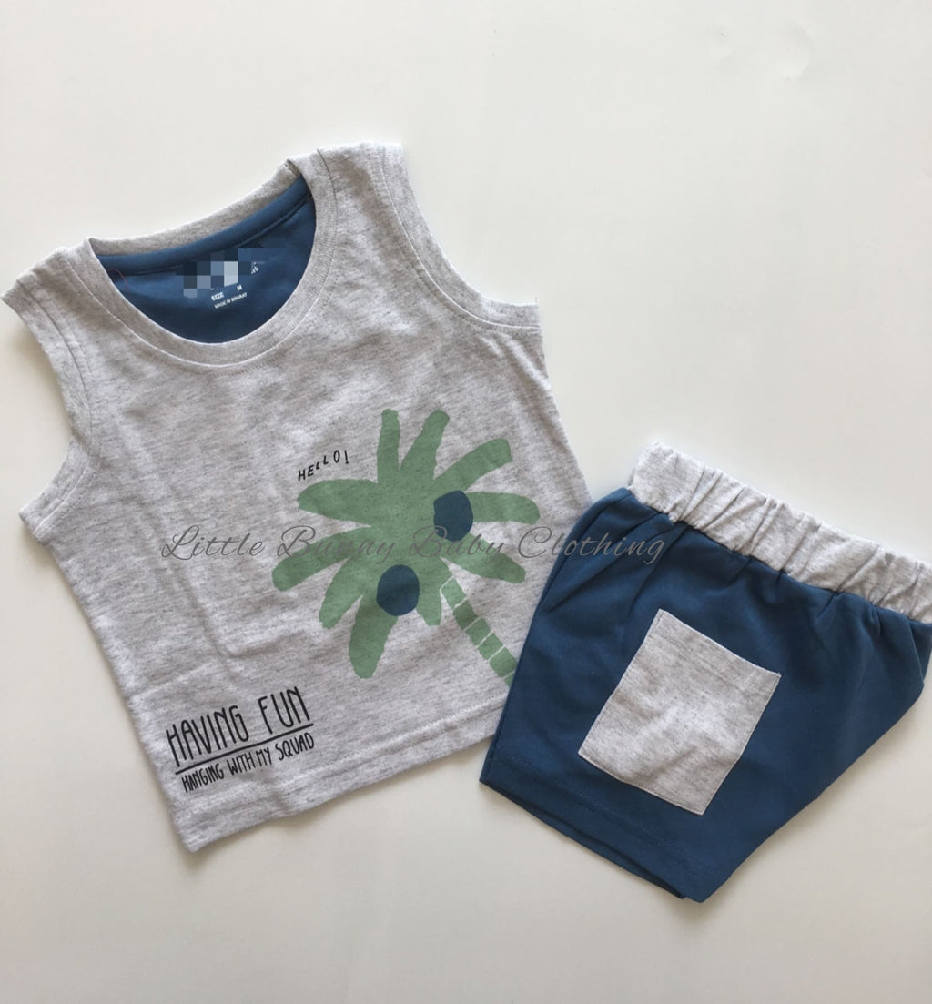 Having Fun-Sleeveless Cotton Set