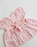Hearts printed Pink Muslin frock