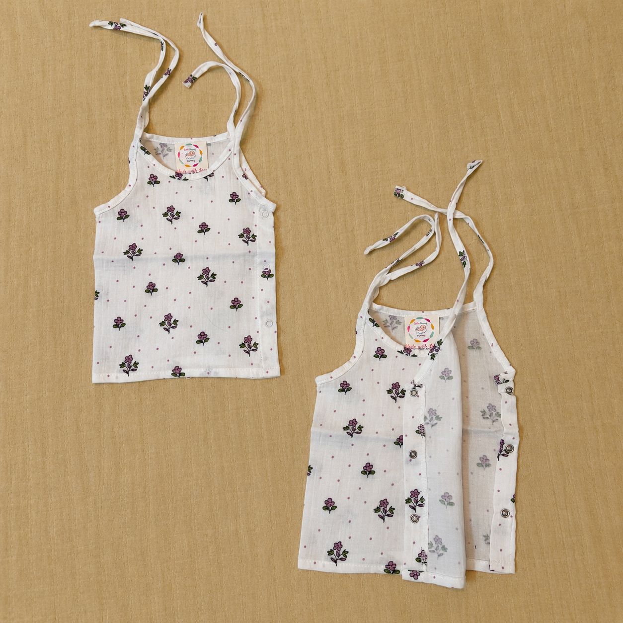 White - Muslin Tie Side button Jabla (New Born)
