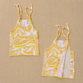 Yellow Leaf - Muslin Tie Side button Jabla (New Born)