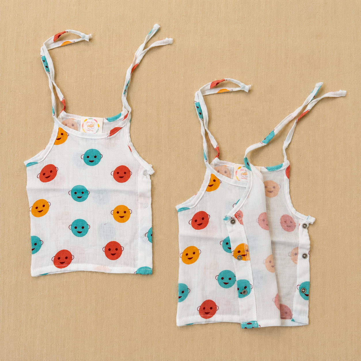 White - Muslin Tie Side button Jabla (New Born)