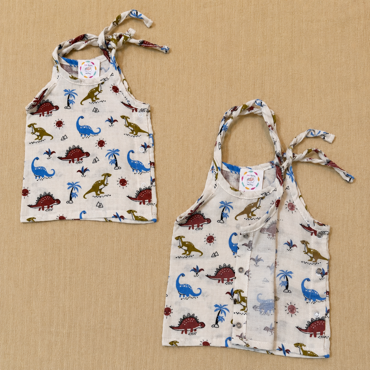 Dragon - Muslin Tie Side button Jabla (New Born)