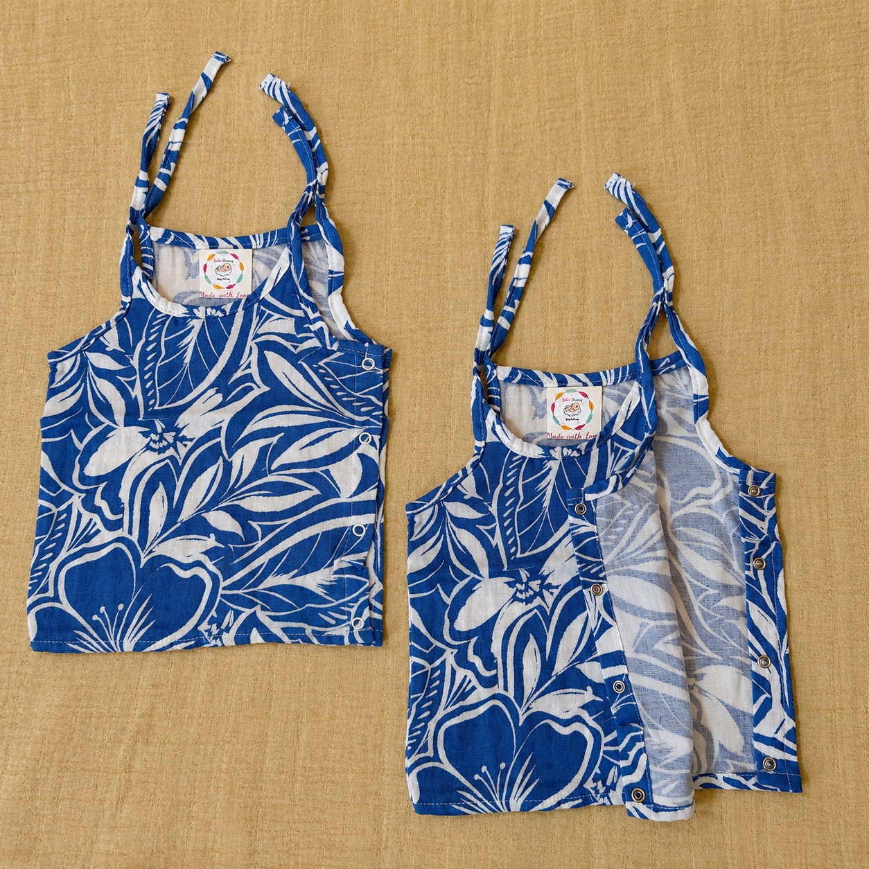 Blue - Muslin Tie Side button Jabla