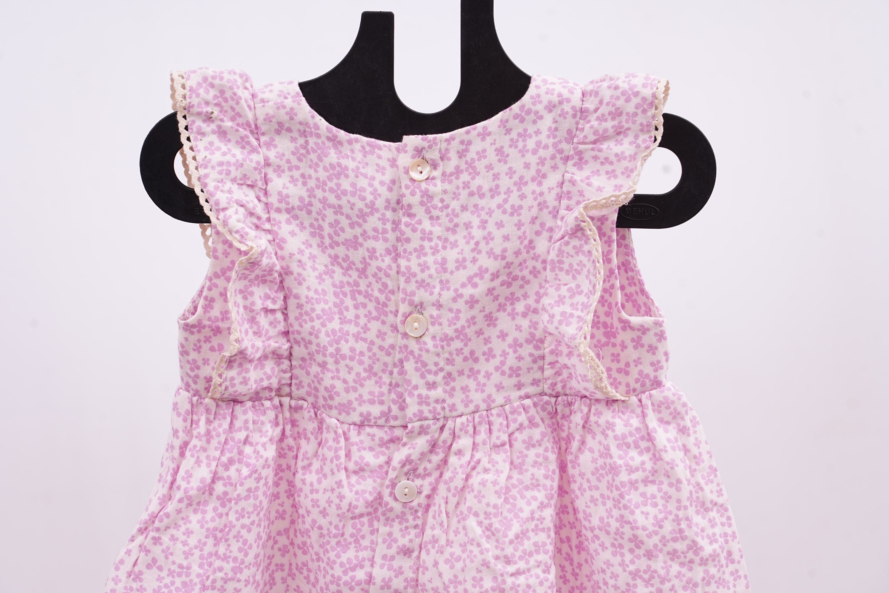 Lavender Premium Cotton Hand Frill Frock