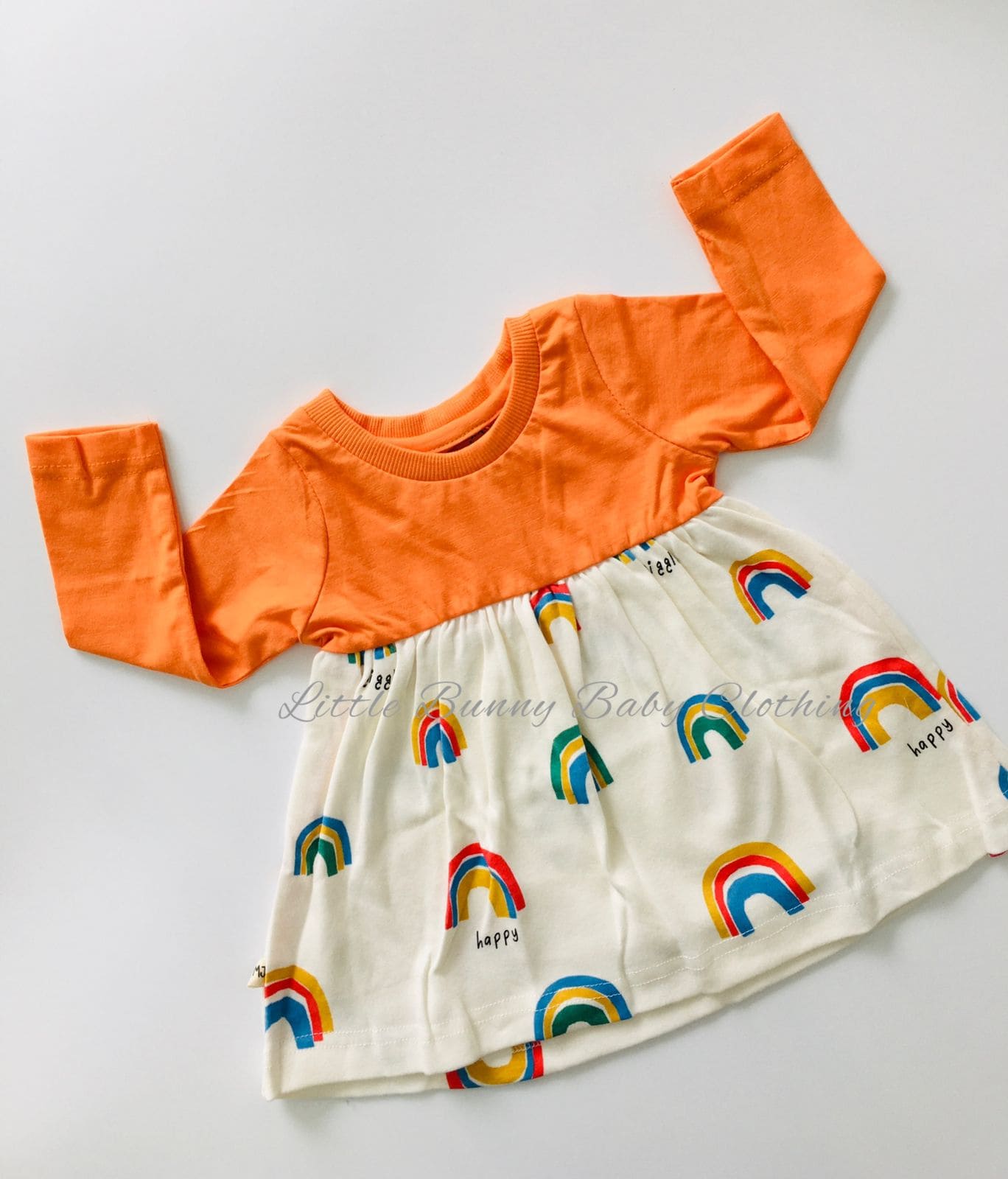 Orange-Full Sleeve Cotton Frocks