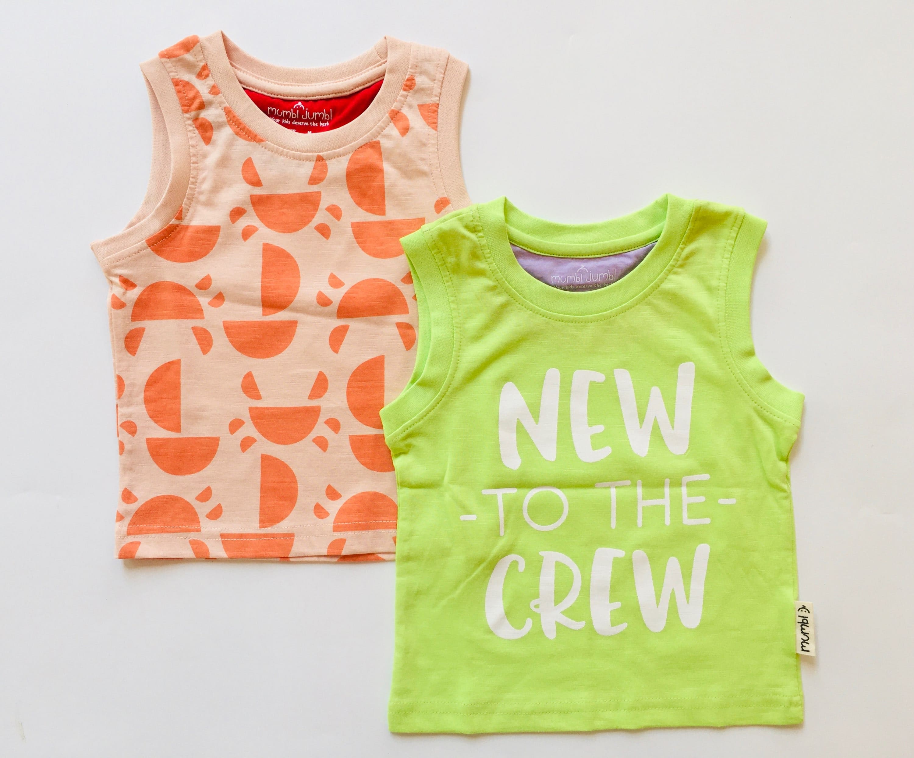 Orange Crab & Crew Cotton Top Sleeveless (pack of 2)