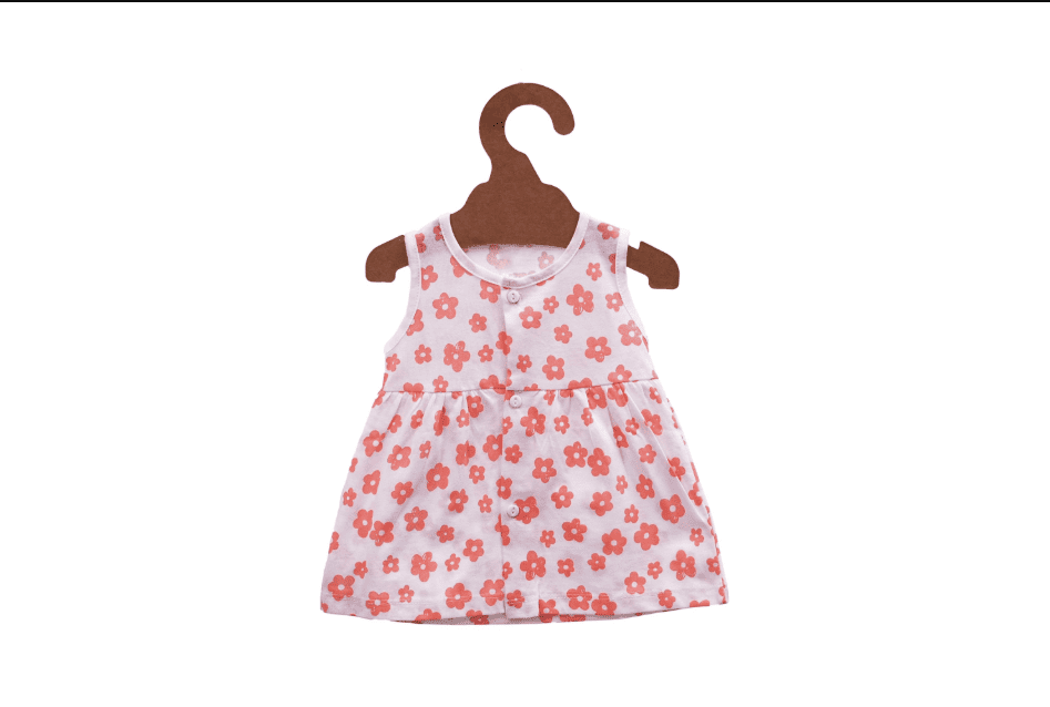 Orange Floral Sleeveless Cotton Frock