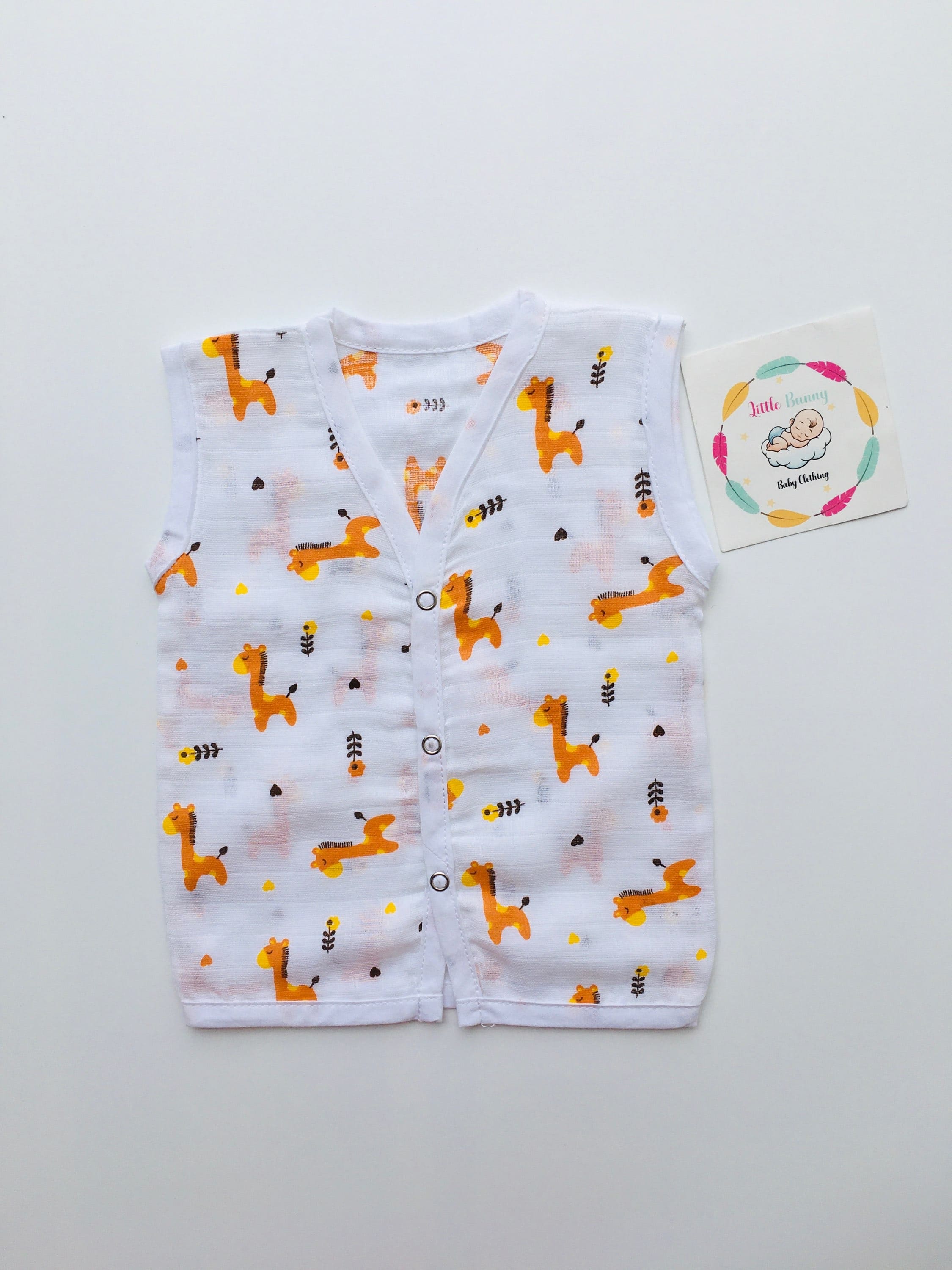 Orange Giraffee - Muslin Jabla(Sleeveless )