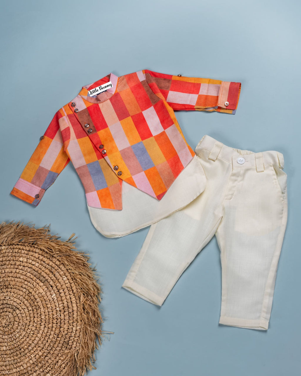 Orange /Green Multicolour Kurta set