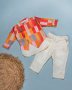Orange /Green Multicolour Kurta set