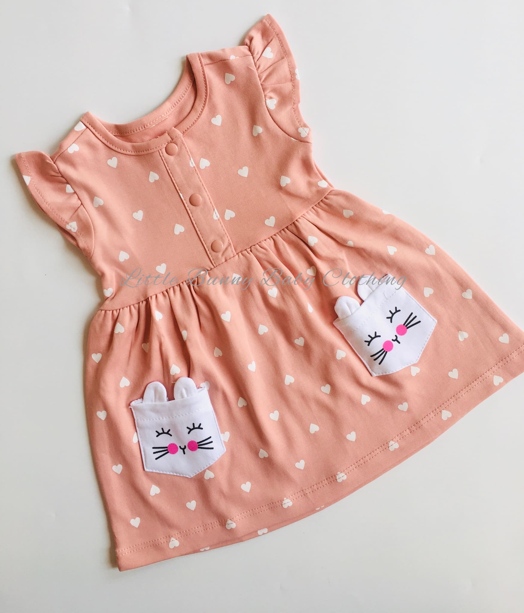 Peach Kitty- Pocket Cotton Frocks