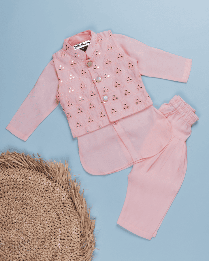 Peach Mirror Kurta set